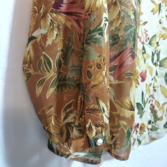Christopher Banks Neutral Floral Peasant Button Up Blouse Top Size 16/18 - Picture 6 of 9